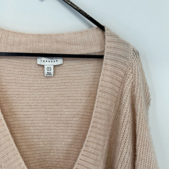 Topshop Oversized Preppy Ribbed Knit V Neck Slouchy Pullover - Picture 4 of 6